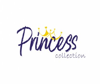 Logo Princess Retro Crown Caligrafía Boceto