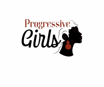 Logo Progressive Girls Plantilla Silueta Diseño Textos Decoración