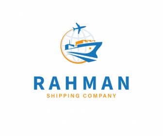 Logo Rahman şablonu Uçak Gemi Küre çizimi