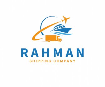 Logo Rahman Template Dynamic Truck Airplane Ship Sketch