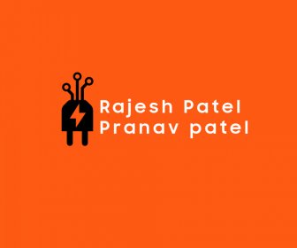 Logo Rajesh Patel Pranav Patel Template Teks Datar Plug Sketsa Listrik