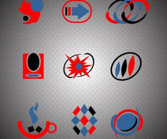 Logo множеств коллекции в красный черный и синий