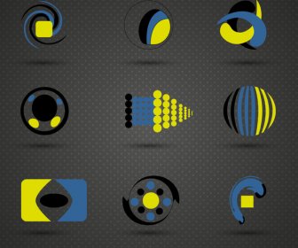 Logo Sets Design In Black Blue Yellow Colors