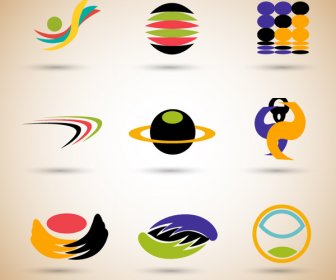 Logo Tasarım Soyut Renkli Stil Ile Setleri