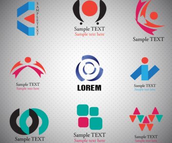 Logo Sets Design With Abstract Colored Style