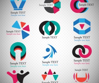 Logo Sets Design With Abstract Shapes Illustration