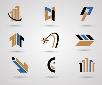 Logo Sets Design With Blue Brown And Black