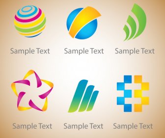 Set Logo Desain Dengan Warna-warna Cerah
