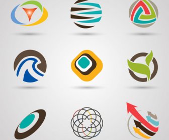 Logo Sets Design With Colored Abstract Circles Style