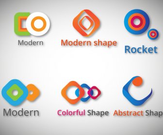 Set Logo Desain Dengan Warna-warni Modern Abstrak Bentuk