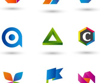 Conjuntos De Logo Design Com Várias Formas E Cores