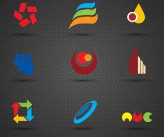 Logo Sets With Abstract Design On Dark Background