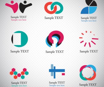 Logo Sets With Abstract Shapes On Bright Background