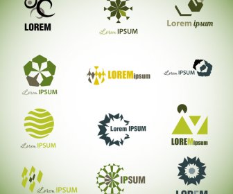 Soyut Stiliyle Parlak Arka Plan üzerinde Logo Setleri