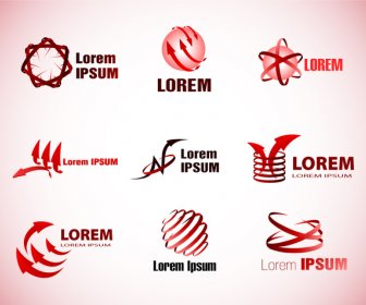 Conjuntos De Logo Com Estilo Abstrato Em Fundo Rosa