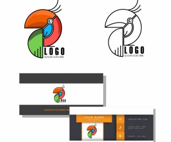 Logo-Vorlage Abstrakte Papagei Emblem Flache Geometrische Design