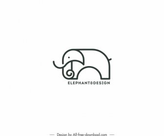 Logo-Vorlage Elefant Skizze Schwarz Weiß Handgezeichnet