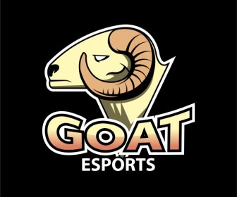 Logo Template Goat Head Sketch Colored Flat Design