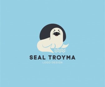 Logo Template Seal Animal Sketch Flat Design