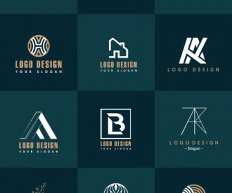 Logo Templates Collection Flat Shapes Sketch