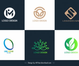 Logo Templates Modern Text Leaf Shapes Sketch