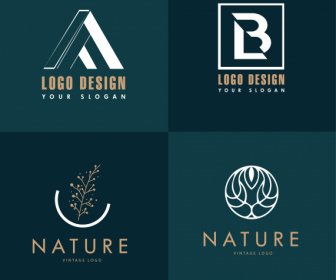 Logo şablonları Metinler şekiller Doğa öğeleri çizimi