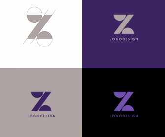 Templat Logo Z Bentuk Sketsa Desain Simetris Datar