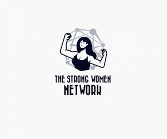 logo the strong women network template black white cartoon sketch