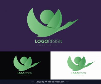 Logotype Template Abstract Bird Shape Green Flat Sketch