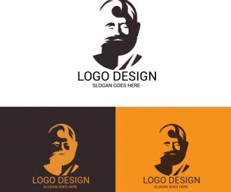 Logotyp Vorlage Mann Gesicht Skizze Silhouette Design