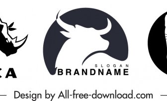 Logotype Templates Gorrila Buffalo Cat Sketch Flat Handdrawn