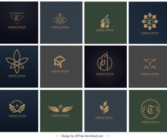 Logotypes Collezione Scuro Eleganti Forme Piano 3d