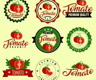 Logotypes 격리 빨간 토마토 아이콘 다양 한 모양
