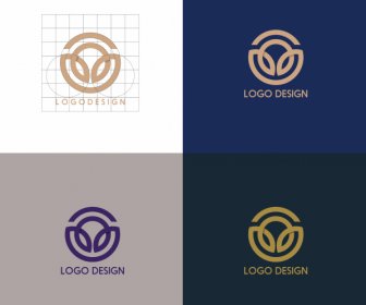 Logotypen Vorlagen Flache Symmetrische Verdrahtete Kreisform
