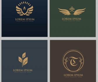 Logotypes Templates Wings Leaf Sketch Flat Classic