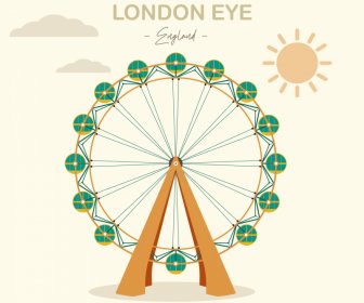  London Eye Giant Wheel Advertising Banner Flat Sketch