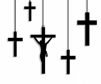  Lord Jesus Christ Crucified Design Elements Silhouette Sketch