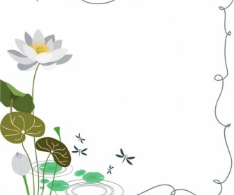 Lotus Background Colored Drawing Curves Frame Decoration
