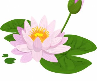 Lukisan Bunga Teratai Sketsa Gambar Tangan Klasik Berwarna-warni