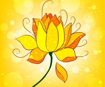 Lotus Icon Sparkling Yellow Design Cartoon Sketch
