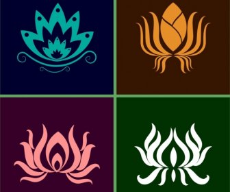 Lotus Colección De Iconos Diferentes Formas Planas Aislamiento