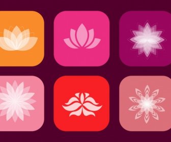 Lotus-Icons-Auflistung Verschiedener Formen Isolierung