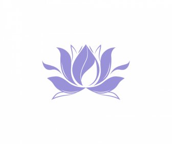Lotus Sign Icon Flat Classical Symmetric Shape Outline
