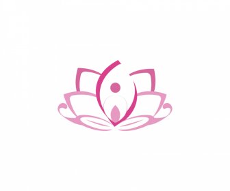 Lotus Sign Icon Flat Pink Symmetry Outline