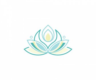 Lotus Sign Icon Flat Symmetric Outline
