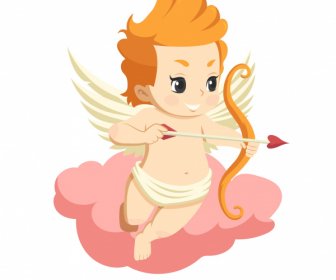 Love Angel Icon Winged Boy Sketch Cartoon Character