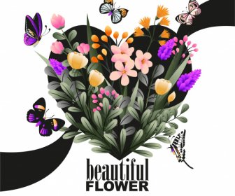 Cinta Latar Belakang Bunga Kupu-kupu Dekorasi Tata Letak Jantung