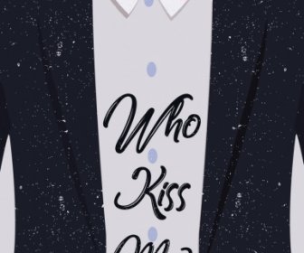 Cinta Banner Elegan Pria Ciuman Ikon Cetak Dekorasi