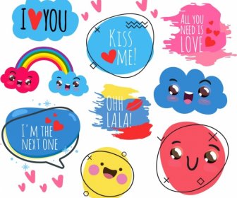 Love Icons Collection Cute Handdrawn Design