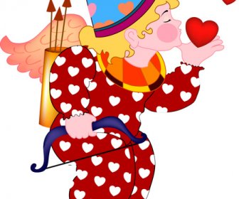 Love Illustration Of Cupid With Kiss And Hearts